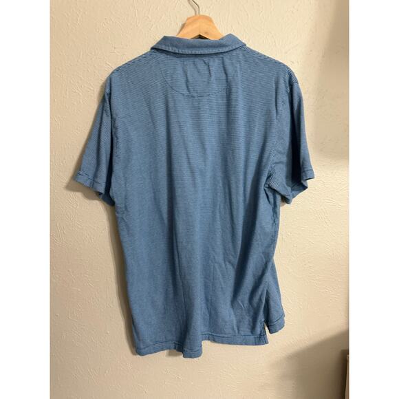 ROOTS Canada Blue Striped Polo Large - Picture 2 of 4